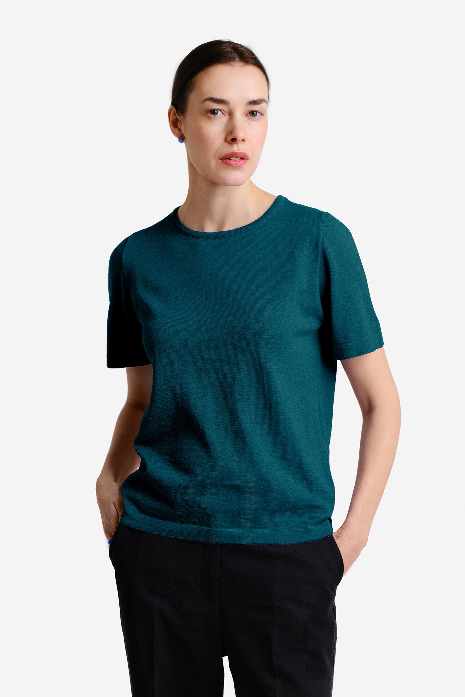 SIMPLE knit T-shirt, jade