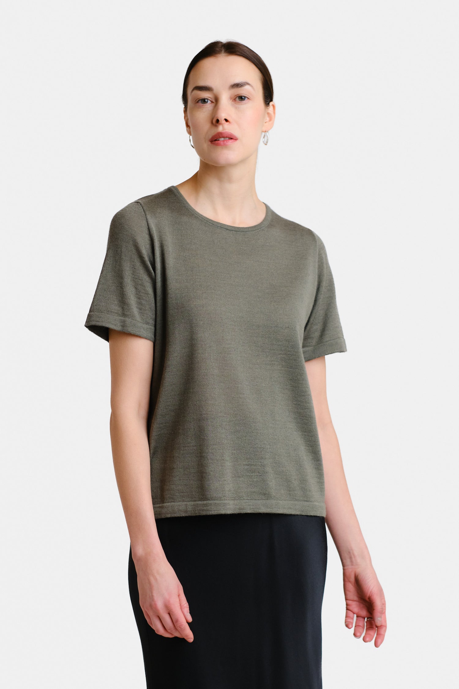 Simple Knit T Shirt Khaki