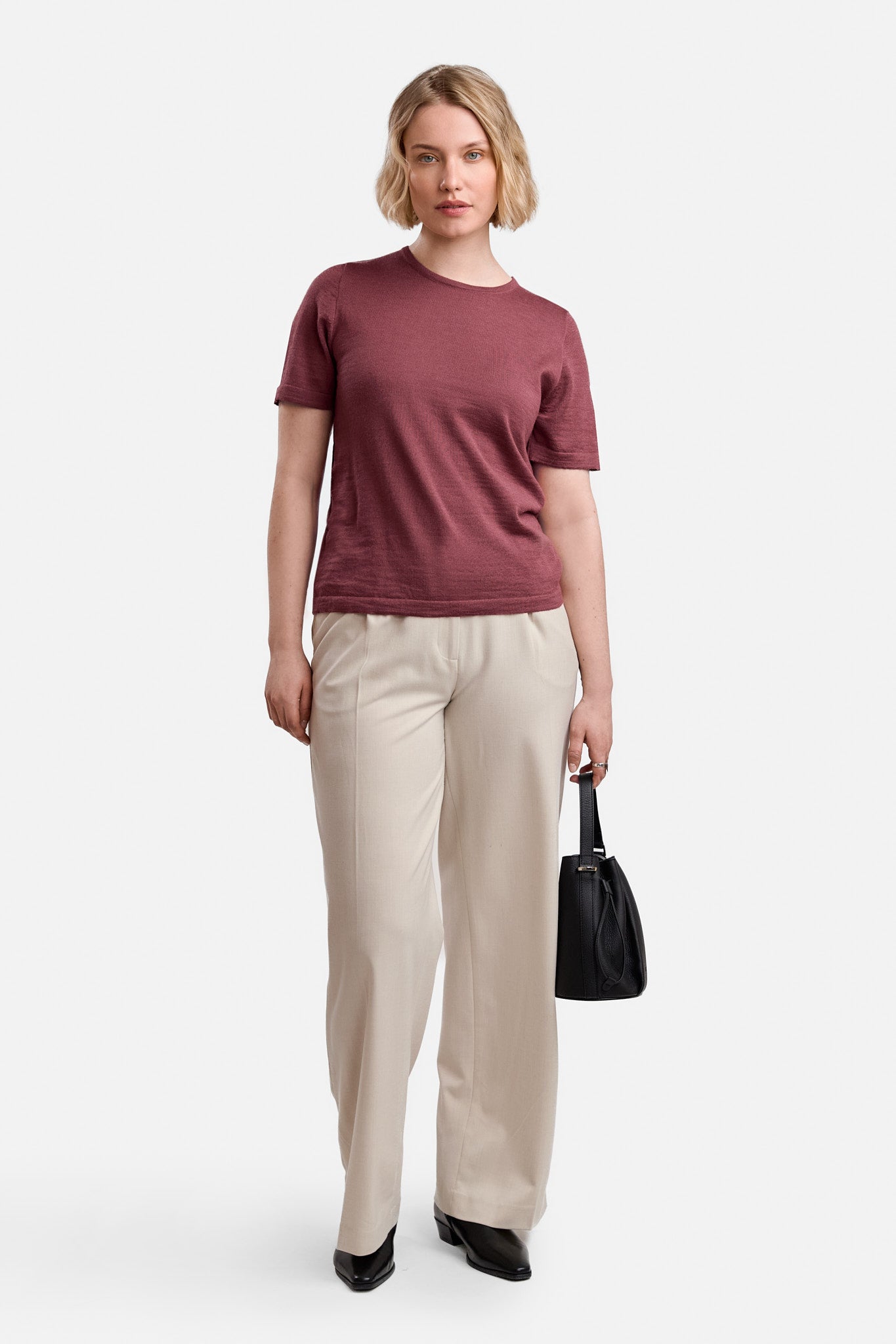 SIMPLE knit T-shirt, raspberry