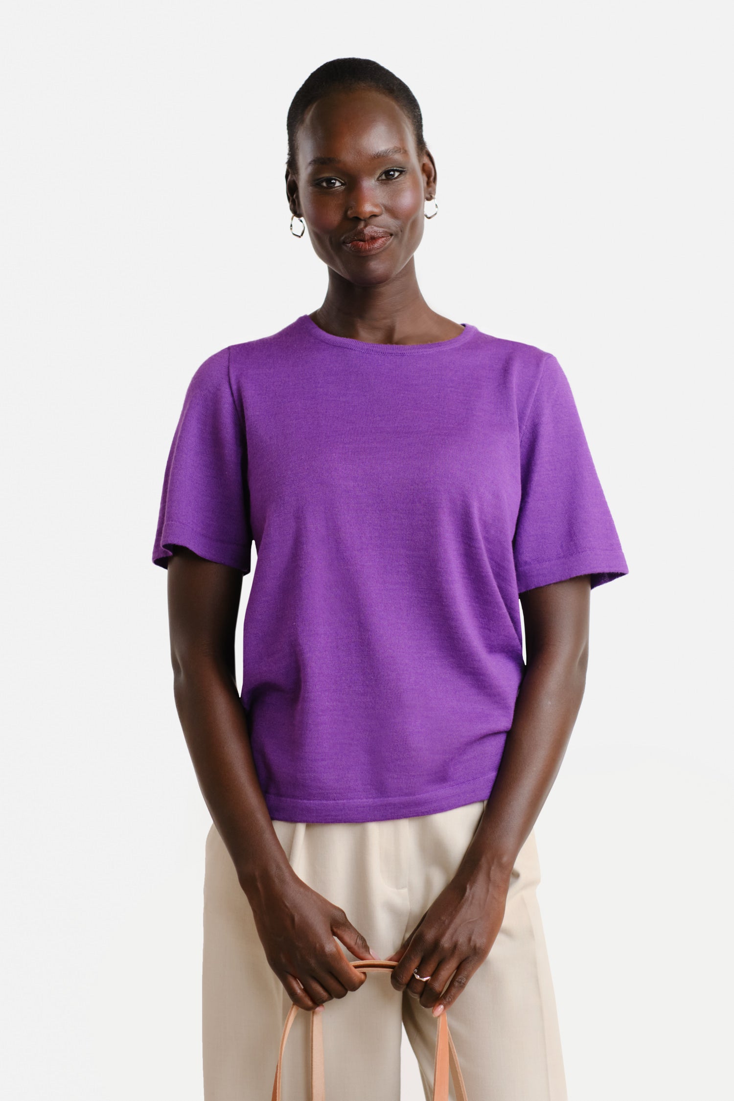 Simple Knit T Shirt Violet