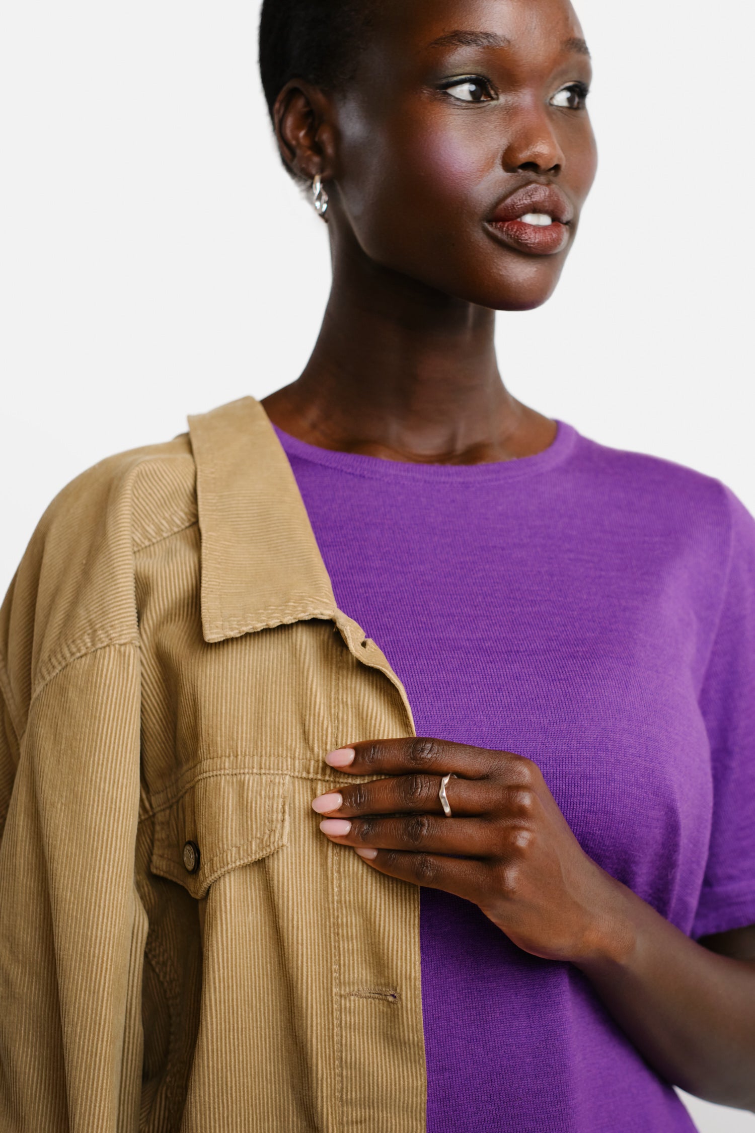 Simple Knit T Shirt Violet