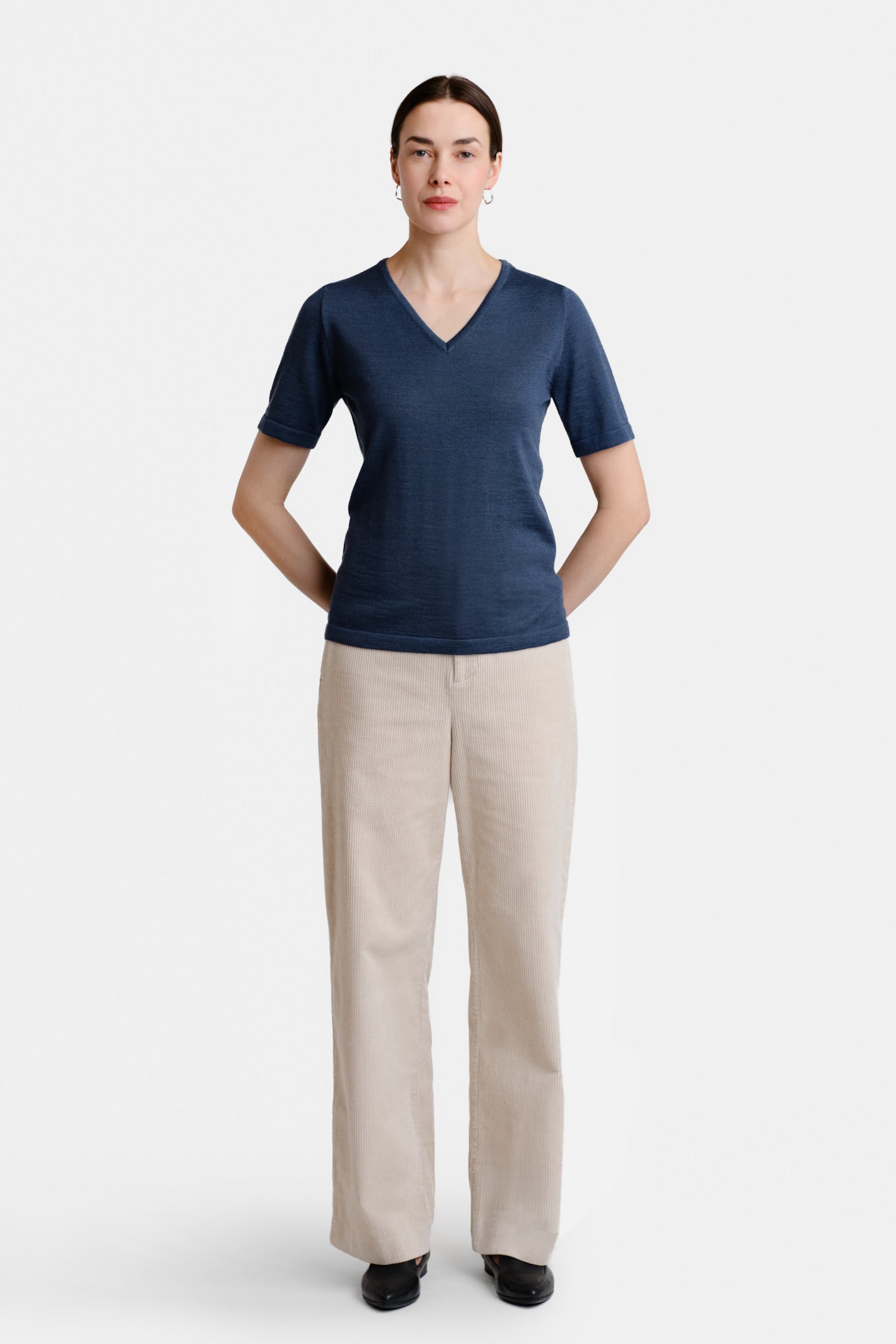 Valley Knit T Shirt Denim Blue