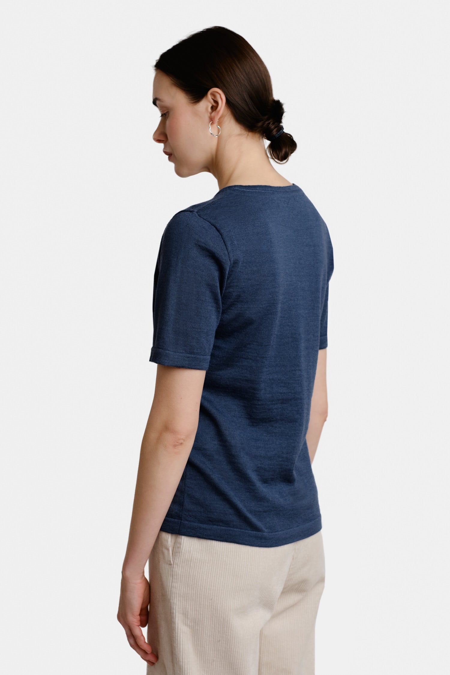 Valley Knit T Shirt Denim Blue