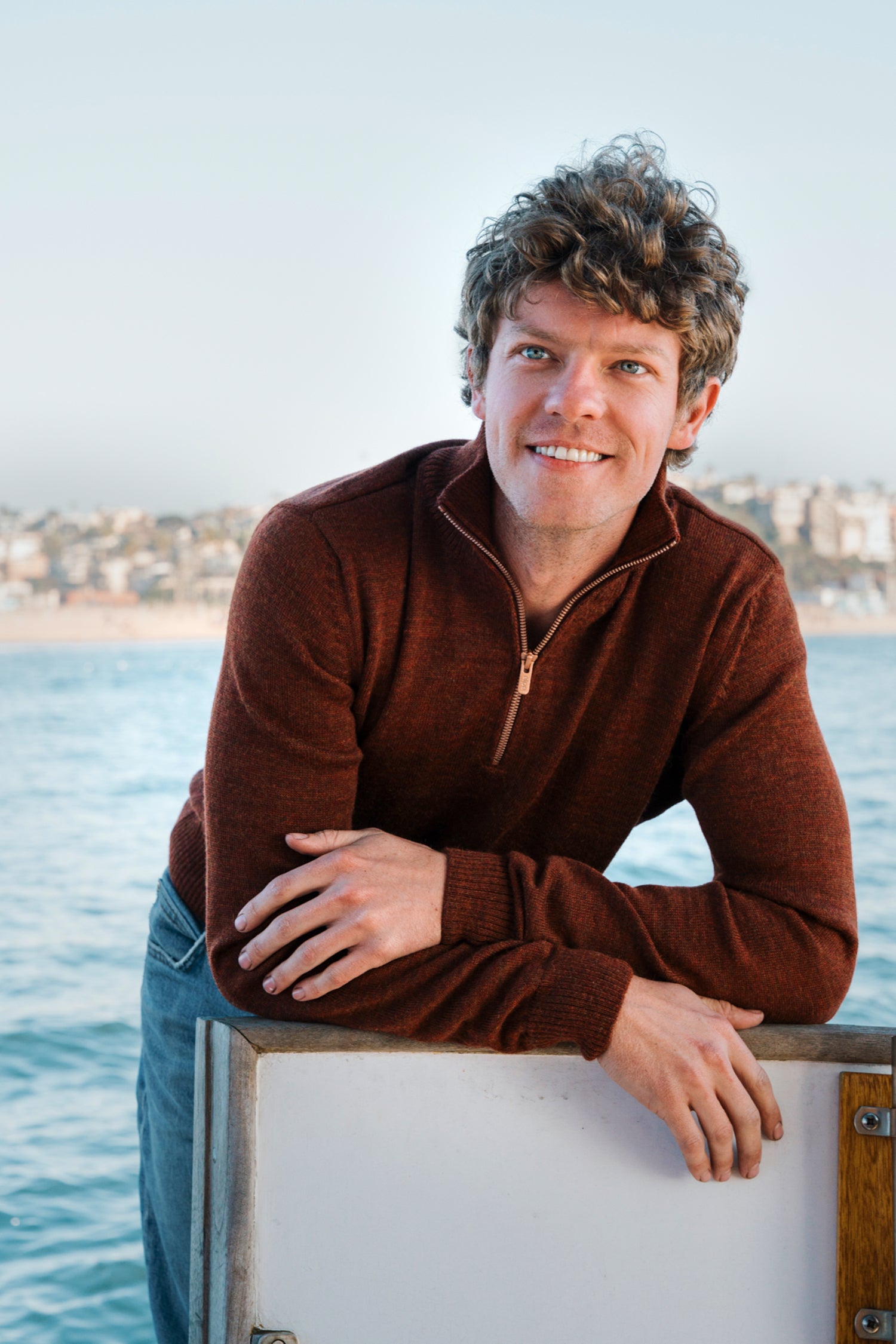 Half Zip Cardigan Mahogany