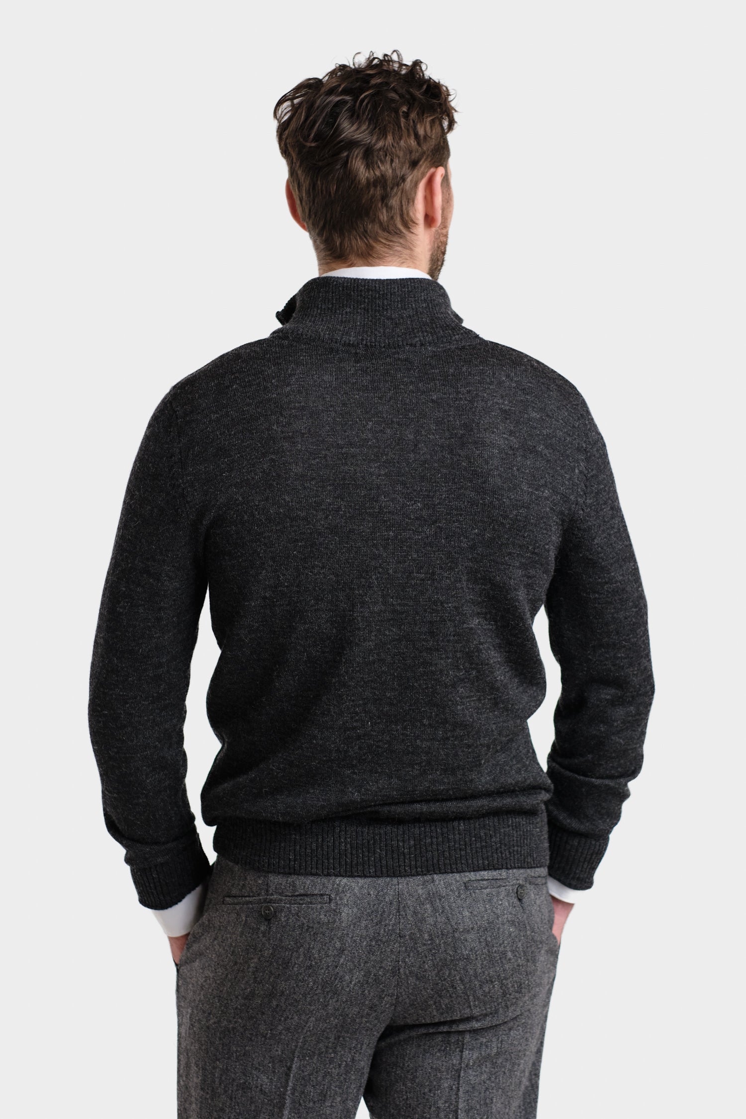 HALF ZIP cardigan, charcoal