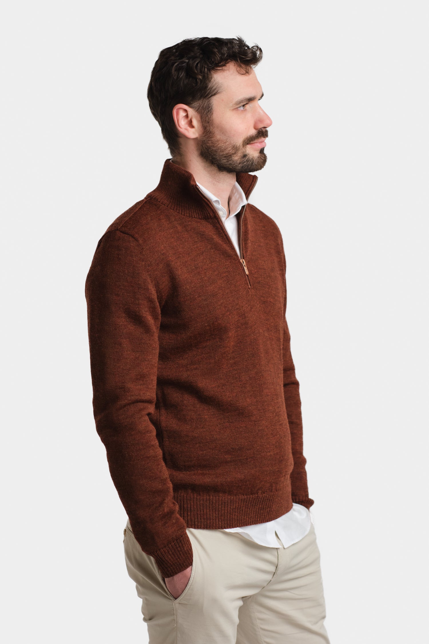 HALF ZIP cardigan, mahogany | Alpa
