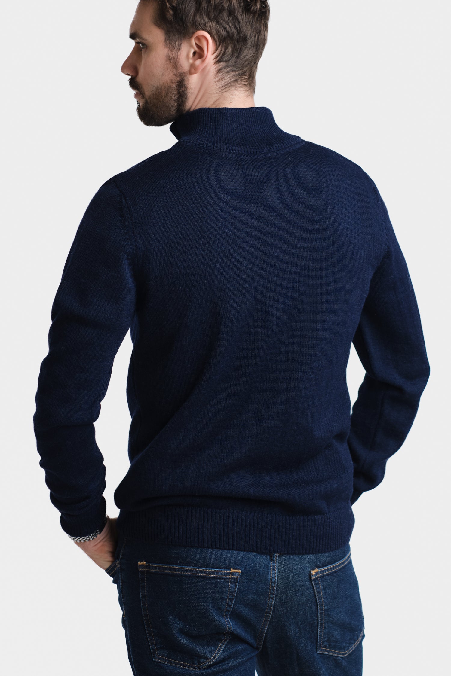 Men's alpaca wool half-zip sweater, navy | Alpa