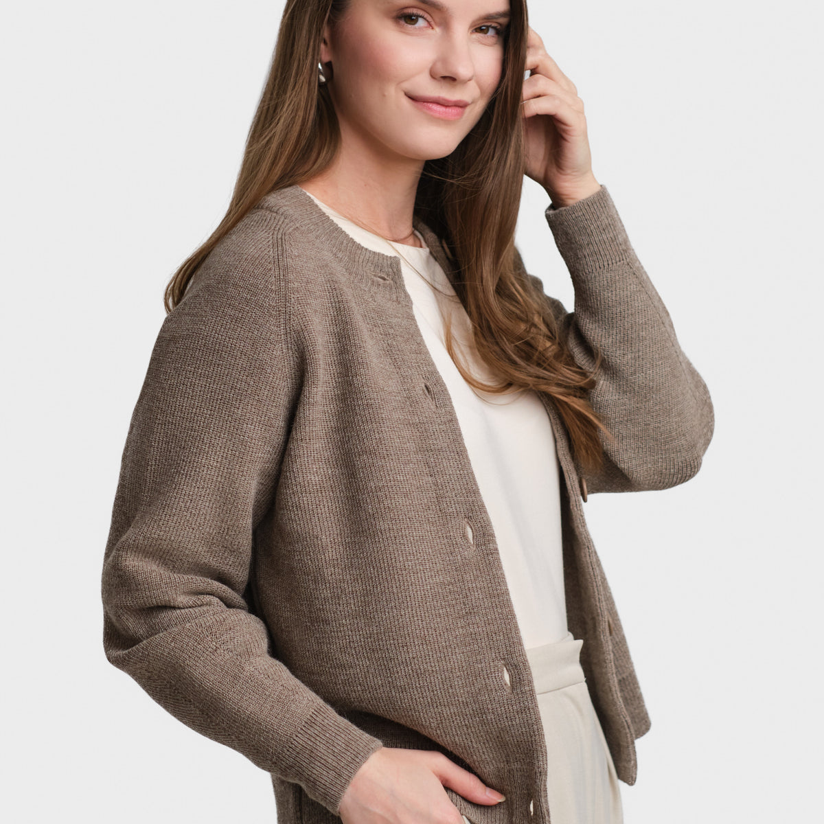 SOON cardigan, dark greige | Alpa