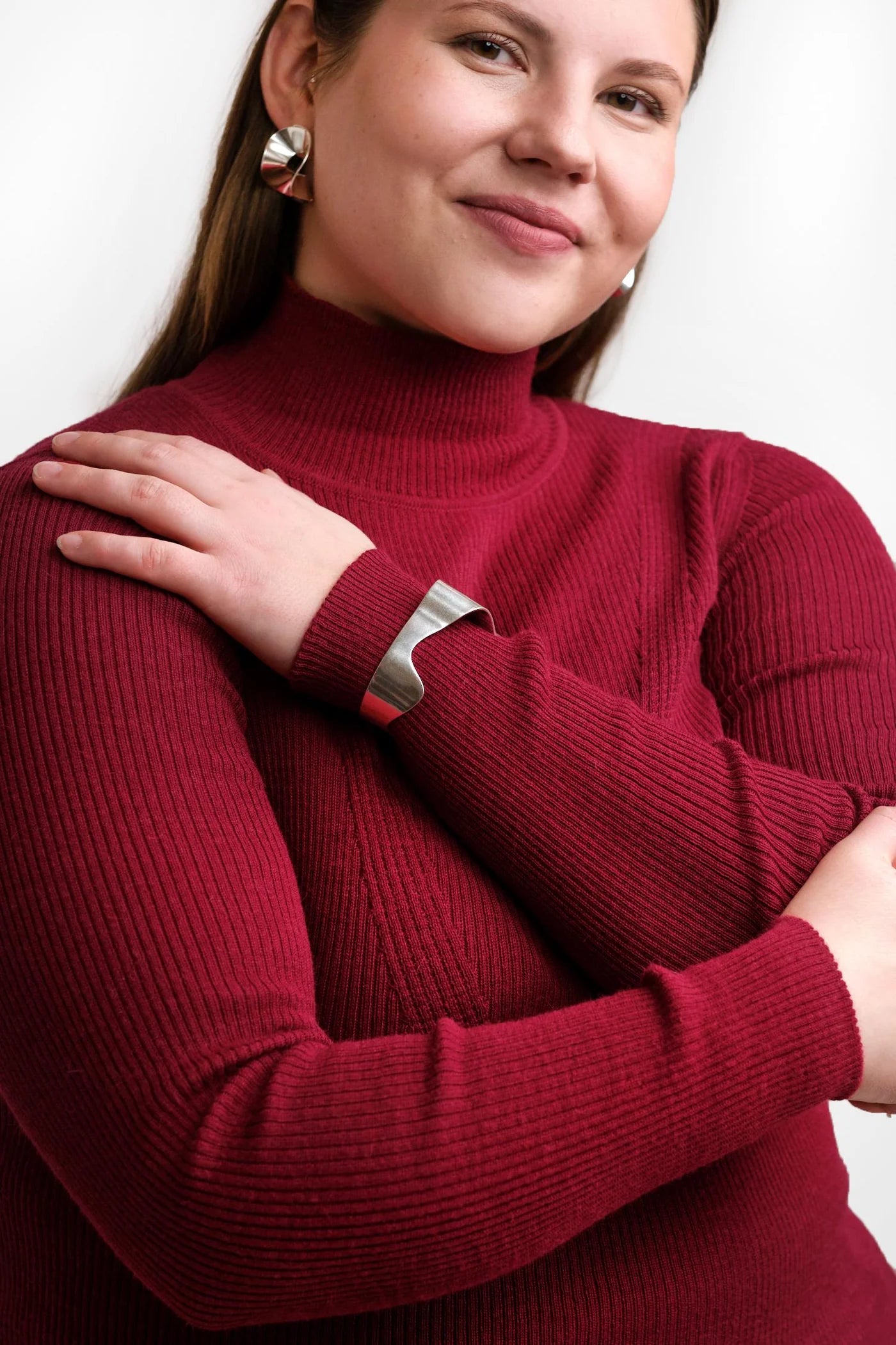 STRIPE turtleneck, cranberry