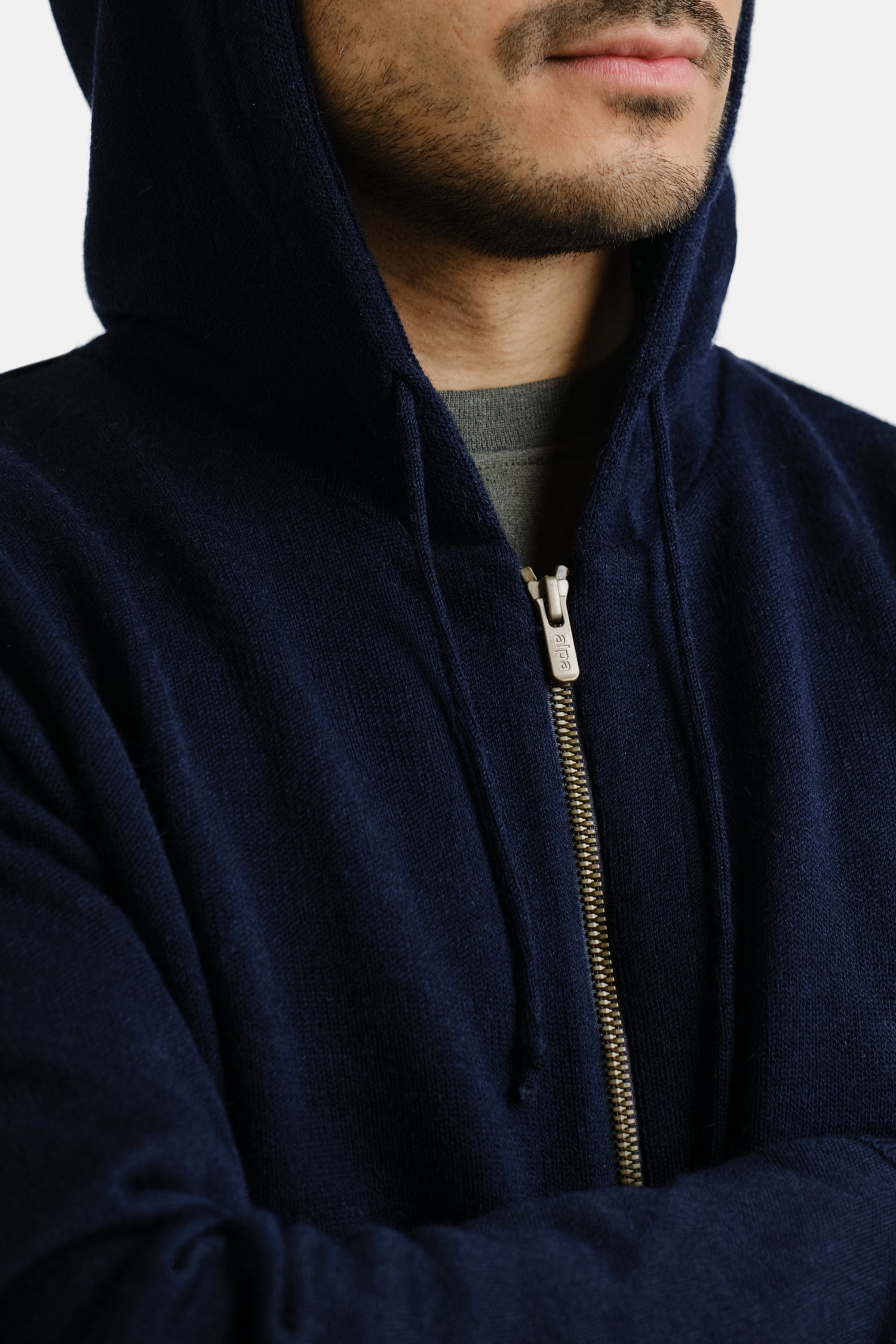 HOODIE ZIP alpaca hoodie, navy | Alpa