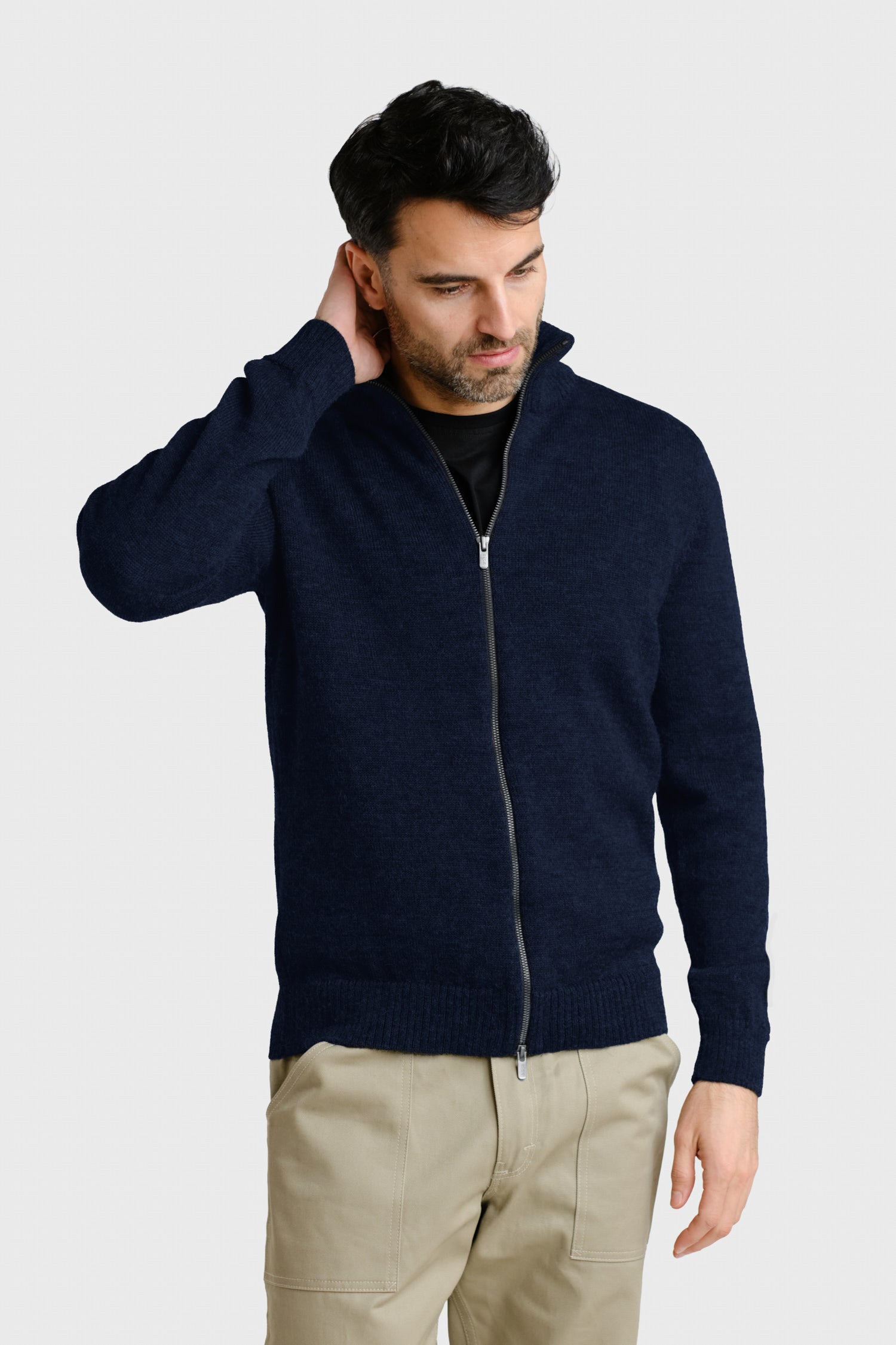 Zipper Zip Cardigan Navy