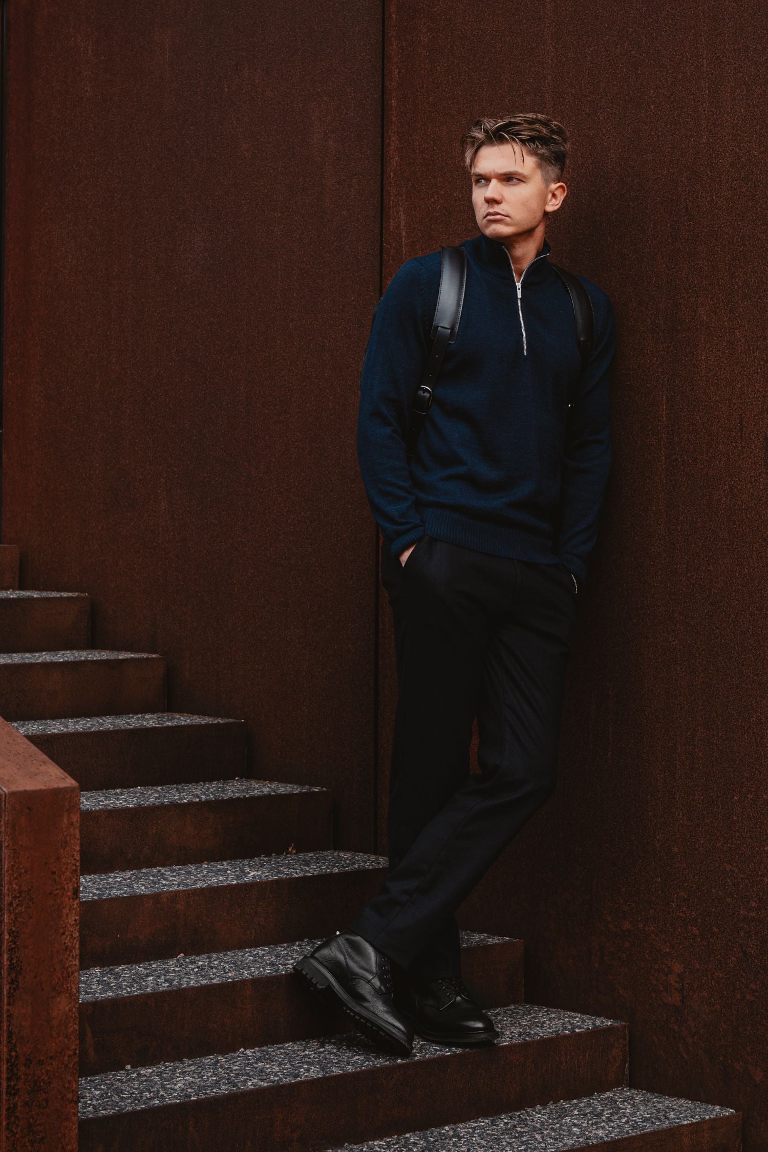 Half Zip Cardigan Navy