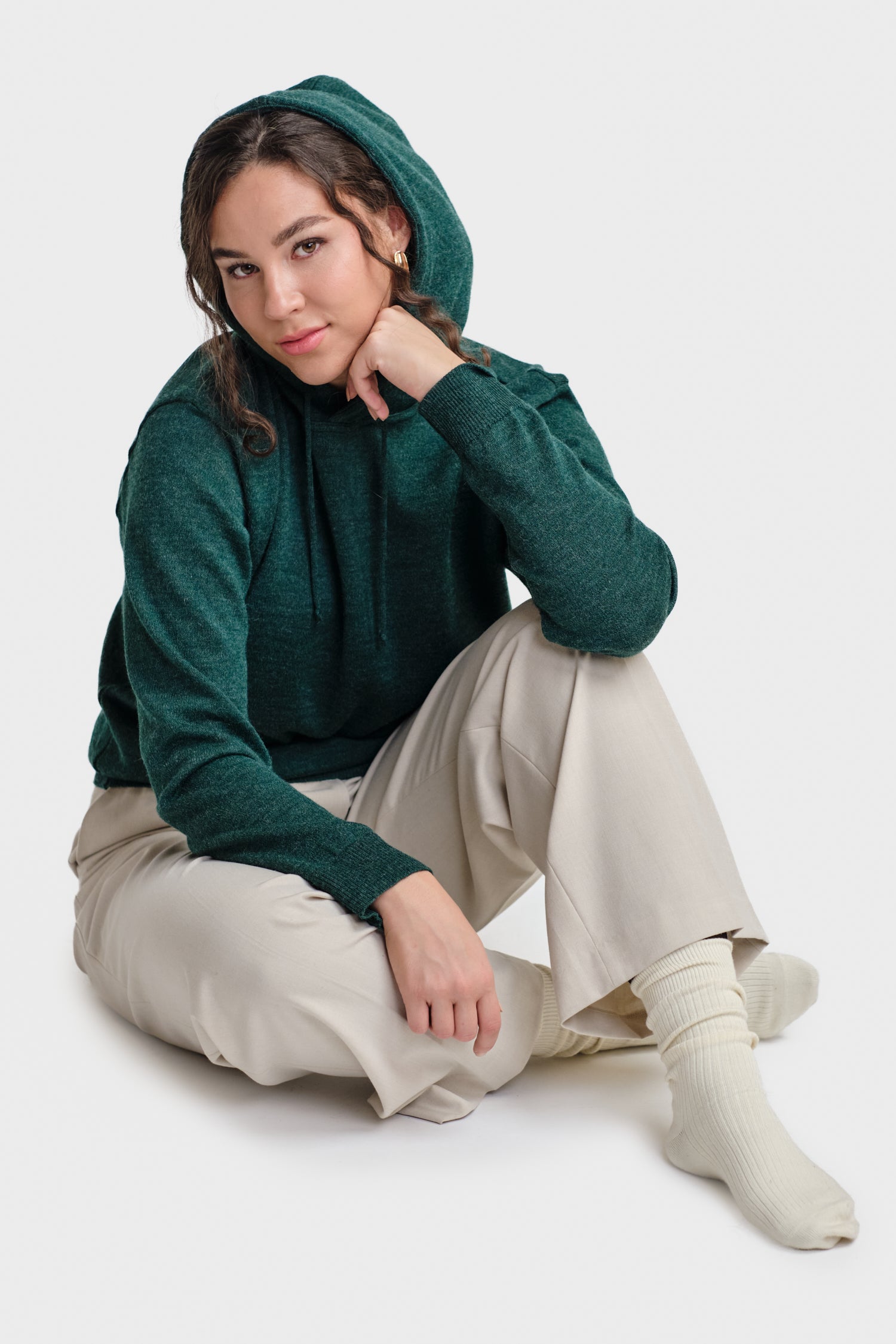 Hoodie Hooded Sweater Deep Green