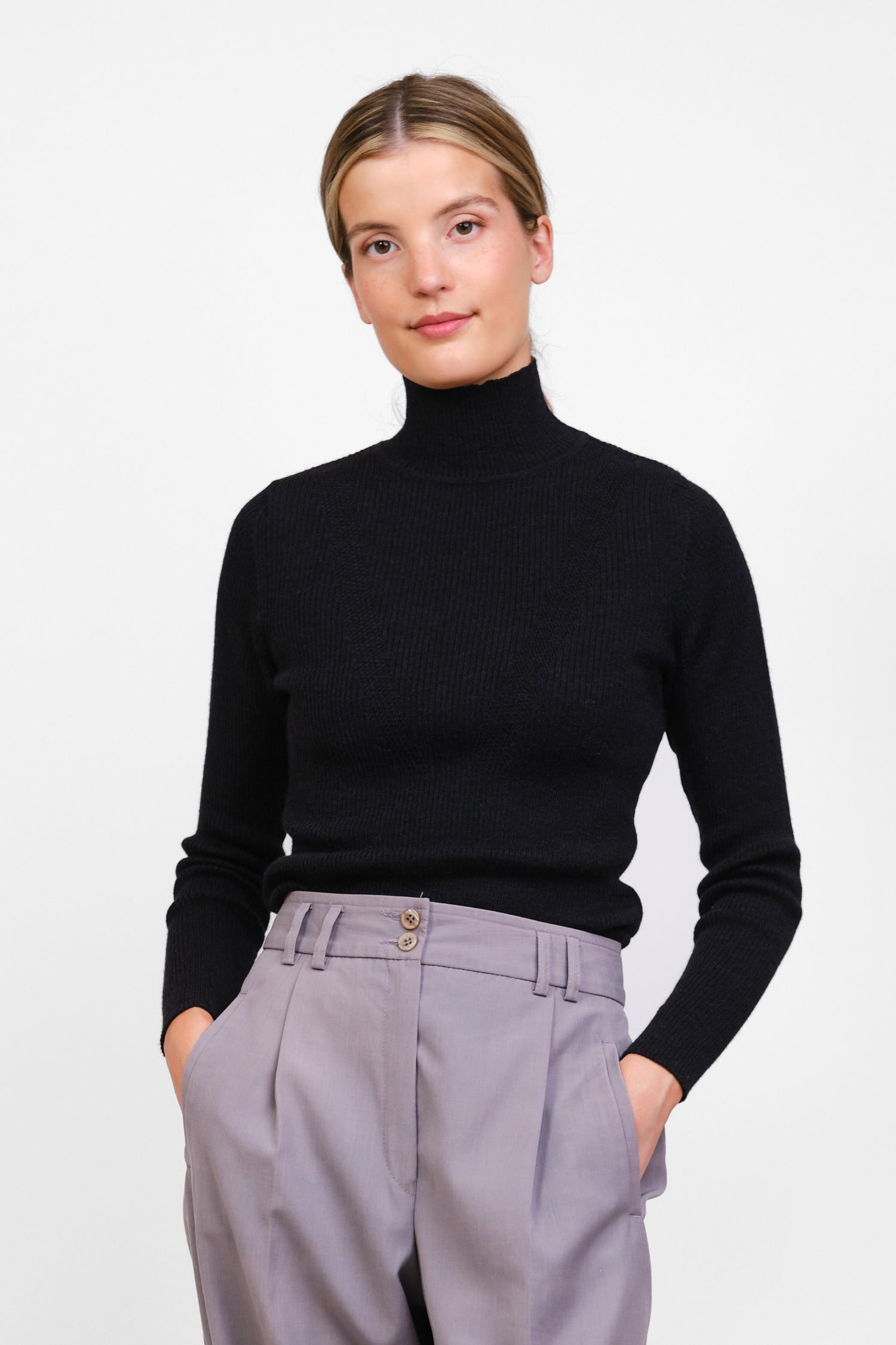 Stripe Turtleneck Black