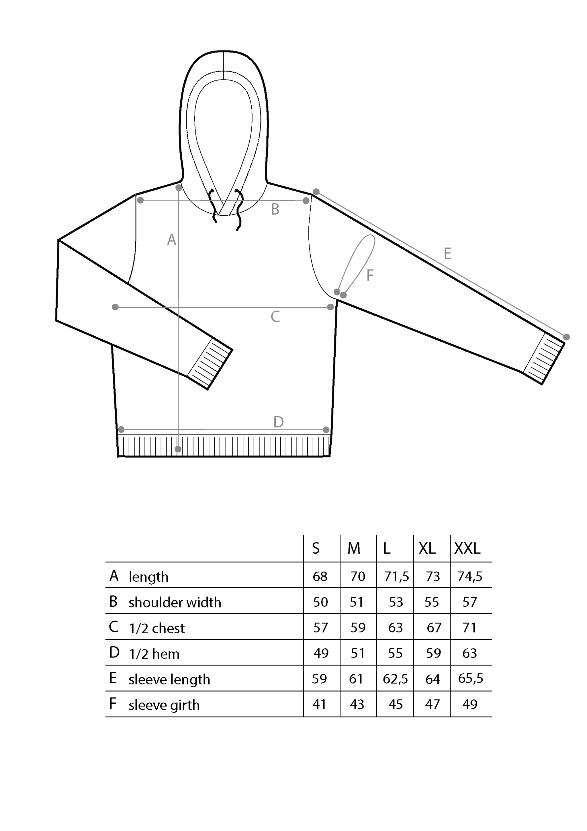 Hoodie Measurements